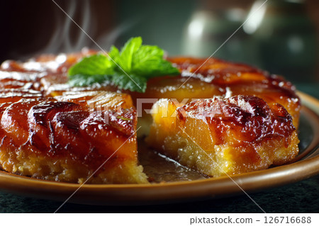 Caramelized apple tarte tatin with glossy glaze Caramelized apple tarte tatin with glossy glaze 126716688