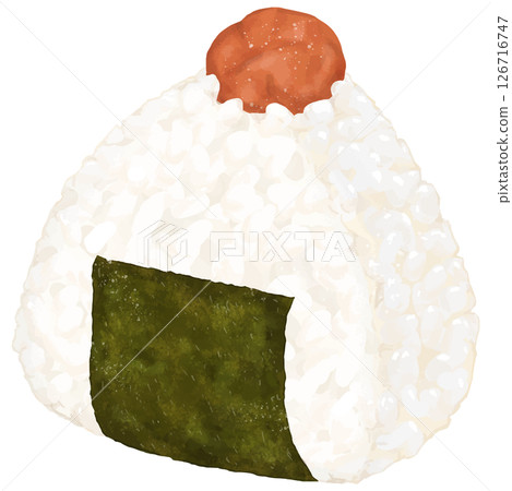 Realistic illustration of seaweed rice ball with pickled plum 126716747