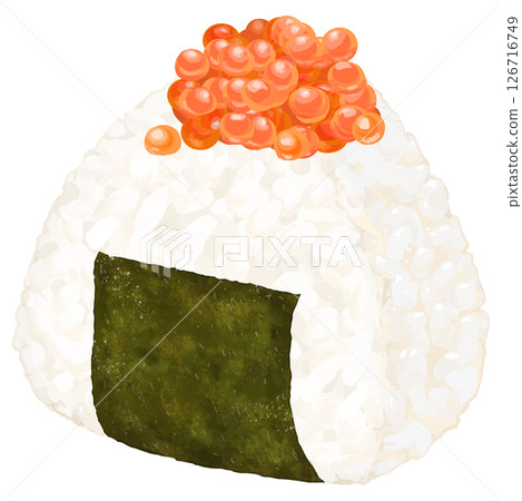Realistic illustration of rice ball with salmon roe 126716749