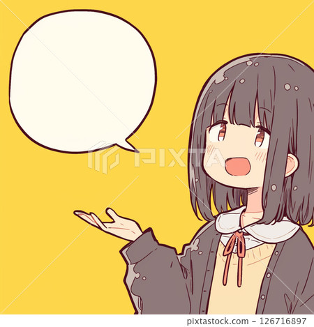 [對話泡泡] 一個穿著校服的女孩正在解釋，旁邊還有一個對話泡泡 126716897