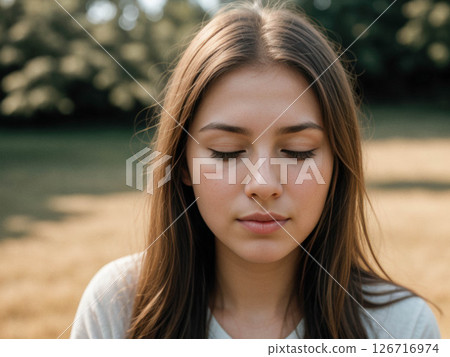 Serene Young Woman in Nature 126716974