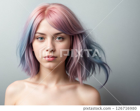 Portrait of a Young Person with Pastel Hair 126716980