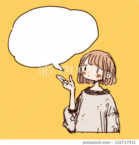 [對話泡泡] 一個女孩在解釋，旁邊有個對話泡泡 126717032