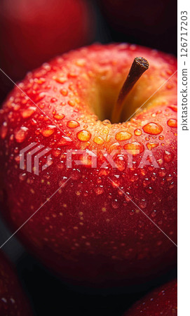 [Landscape/Wallpaper] Close-up of a drop of water and an apple 126717203