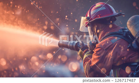 Firefighter extinguishes blaze during sunset shift Firefighter extinguishes blaze during sunset shift 126717487