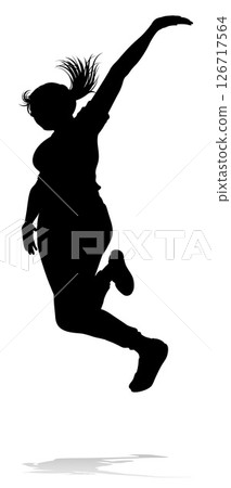 Happy Woman Jumping For Joy Silhouette Person Happy Woman Jumping For Joy Silhouette Person 126717564