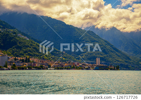 Montreux, Switzerland, on Lake Geneva, with Swiss Alps in the background Montreux, Switzerland, on Lake Geneva, with Swiss Alps in the background 126717726