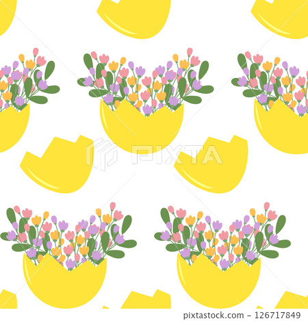 Springtime composition in Colorful Cracked Eggshell Seamless Pattern Spring Greeting or Easter fond Springtime composition in Colorful Cracked Eggshell Seamless Pattern Spring Greeting or Easter fond 126717849