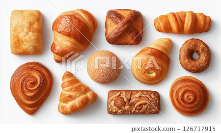 Assorted baked goods on the white background 126717915