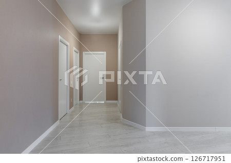 Modern minimalist hallway in contemporary apartment 126717951