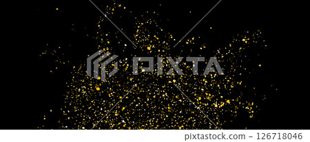 Firework golden confetti pattern background gradient. Vector gold glitter carnival dust texture. Firework golden confetti pattern background gradient. Vector gold glitter carnival dust texture. 126718046