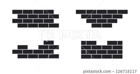 Brick wall build stack stonewall business house. Brick stone icon wall construction architecture 126718117