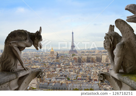 Gargoyle on Notre Dame Cathedral, France 126718251