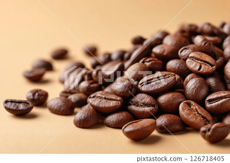 tempting coffee beans in the industrial corner on a cream background 126718405