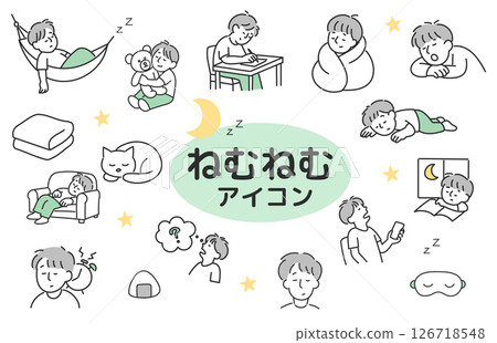 睡眠和生活方式的圖標集 126718548