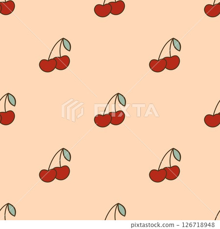 Ripe cherries on beige background 126718948