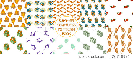 Camping Summer Seamless Pattern Pack Camping Summer Seamless Pattern Pack 126718955