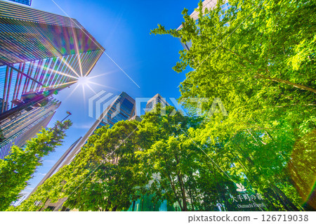 Tokyo cityscape in Japan, overlooking Otemachi Forest and other areas. A ray of hope... = May 28, Otemachi Tokyo cityscape in Japan, overlooking Otemachi Forest and other areas. A ray of hope... = May 28, Otemachi 126719038