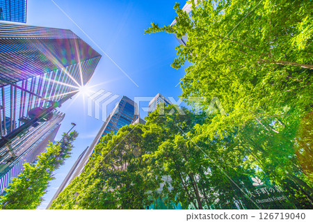 Tokyo cityscape in Japan, overlooking Otemachi Forest and other areas. A ray of hope... = May 28, Otemachi 126719040