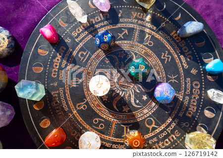 Zodiac horoscope with divination dice 126719142