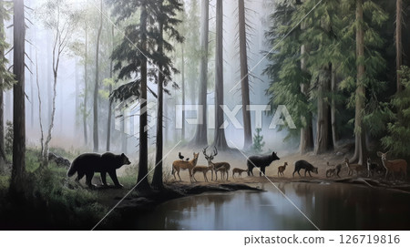 Planet Earth with clean air and nature relying on renewable resources. Ecological concept of alternative sustainable energy for an ecologically clean planet. Concept of ecology and environmental 126719816
