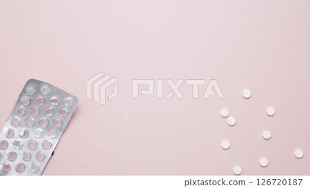 Concept of medicine, healthcare, and pharmaceutical industry. Blister of tablets with pills Concept of medicine, healthcare, and pharmaceutical industry. Blister of tablets with pills 126720187