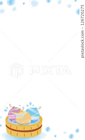 水彩畫框_桶子裡的水氣球_粉彩（飛濺）垂直 126720275