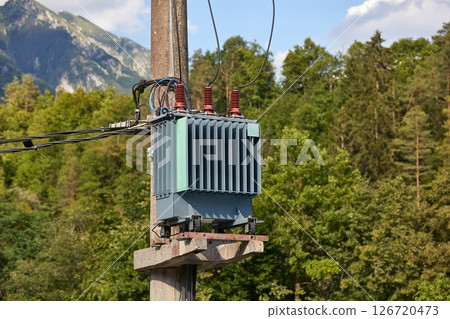 Electric line with transformer Electric line with transformer 126720473