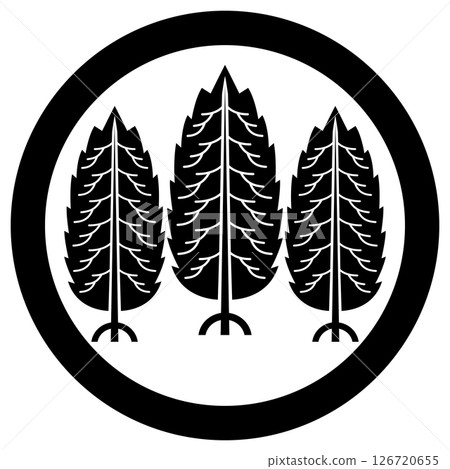 This is the family crest of Iwase Ujitoshi. It is a circle with three cedars. 126720655