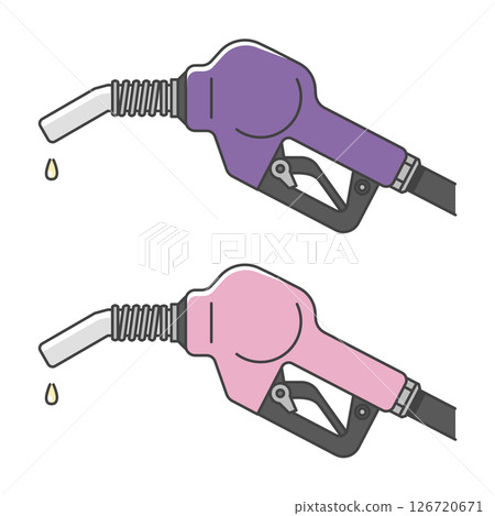 插圖資料：汽油加油嘴 普通汽油和添加乙醇的高辛烷值汽油（註：顏色因國家而異） 126720671