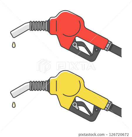 插圖資料：汽油加油嘴 普通汽油 & 高辛烷值汽油（註：顏色因國家而異） 126720672