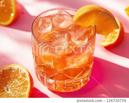 Nostalgic yet modern cocktail vibe, bold drinks served with ice and garnished naturally 126720739