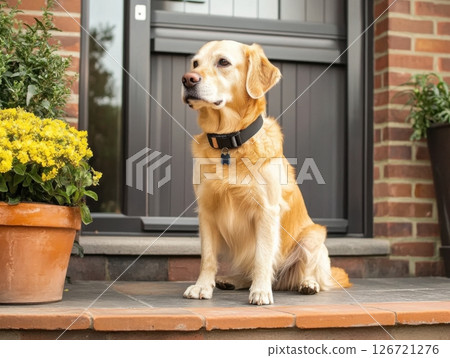 Electronic pet door using smart collar control for safe entry and exit of pets from house 126721276