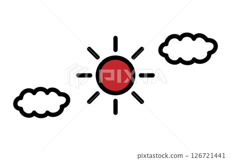 簡單的太陽和雲插畫 126721441