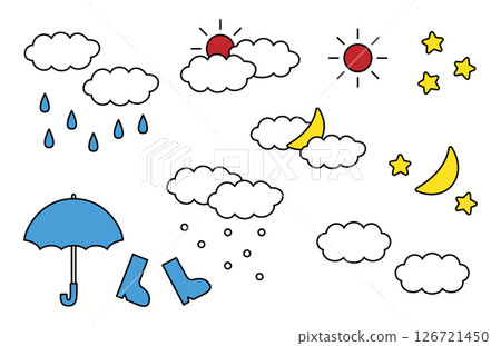 Simple and cute weather illustration set 126721450
