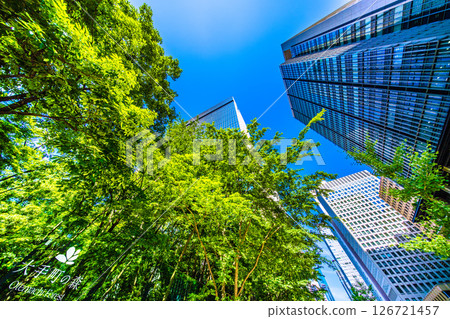 Tokyo cityscape in Japan, overlooking Otemachi Forest and other areas. A ray of hope for a new era... = May 28th Tokyo cityscape in Japan, overlooking Otemachi Forest and other areas. A ray of hope for a new era... = May 28th 126721457