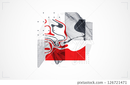 Abstract art wireframe background. Modern science or technology art elements. Surface illustration. Hand made vector. 126721471
