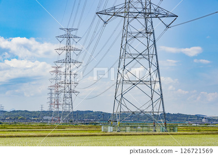 Steel tower rural power transmission line 126721569