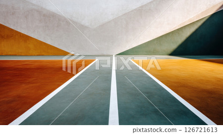 Abstract tennis background for sport game illustration with copy space in minimalist style. Tennis court top view. Ideal for sports events, competitions, poster, background Abstract tennis background for sport game illustration with copy space in minimalist style. Tennis court top view. Ideal for sports events, competitions, poster, background 126721613