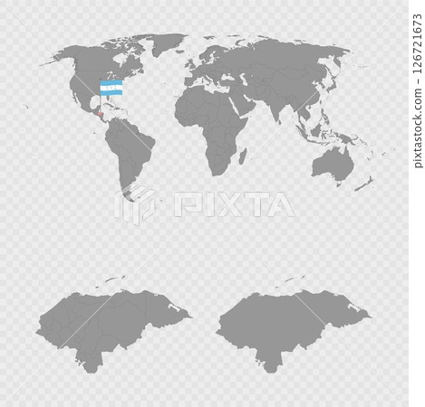 Honduras Map Set with World Location. 126721673