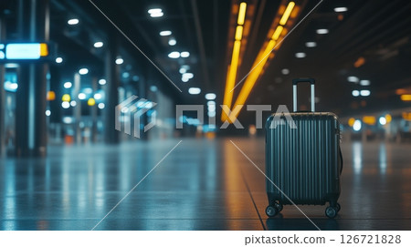 Empty airport terminal with suitcase 126721828