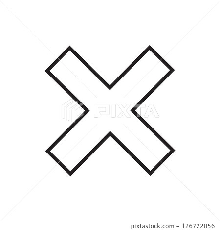 Red color cross icon on white background	 126722056