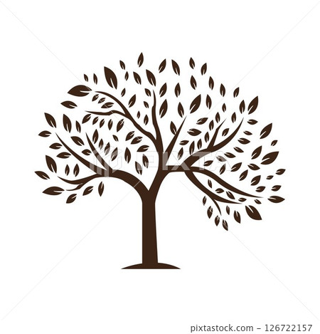 Brown color tree with leaves	 126722157