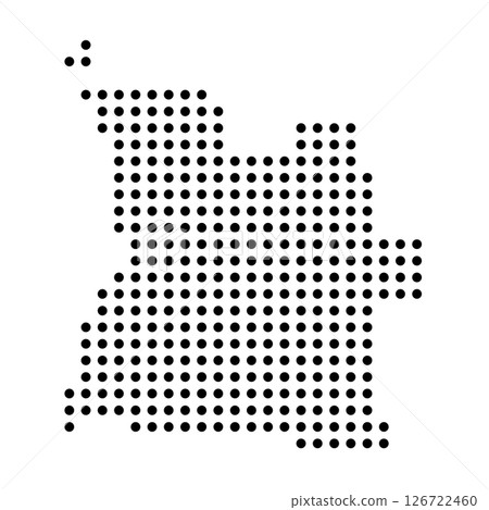 Angola country dotted map. Black spot pixel illustration isolated on white background. Vector circle mosaic. 126722460