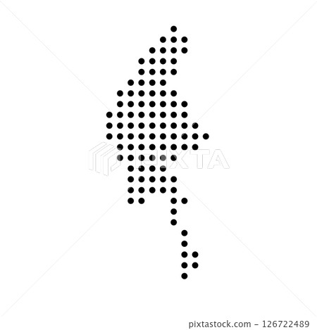 Myanmar country dotted map. Black spot pixel illustration isolated on white background. Vector circle mosaic. Myanmar country dotted map. Black spot pixel illustration isolated on white background. Vector circle mosaic. 126722489