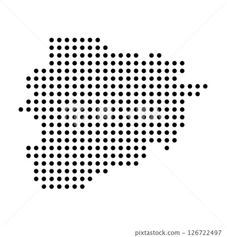 Andorra country dotted map. Black spot pixel illustration isolated on white background. Vector circle mosaic. Andorra country dotted map. Black spot pixel illustration isolated on white background. Vector circle mosaic. 126722497