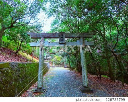 Fukaya Falls in Mitsuishi, Bizen City, the torii gate of a shrine next to Mitani Falls, one of the Ten Views of Bizen, Fukaya Falls in Mitsuishi, Bizen City, the torii gate of a shrine next to Mitani Falls, one of the Ten Views of Bizen, 126722799