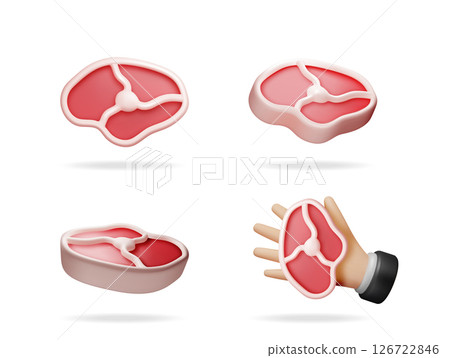 3d raw meat steaking for cooking 126722846