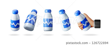 Collection of 3d yogurt bottle icons 126722894