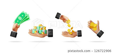 Hand holding money and coins 126722906